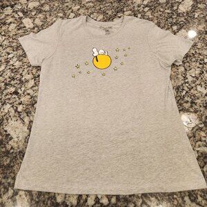 Peanuts 2XL Snoopy Women Gray Shirt Moon Stars EUC